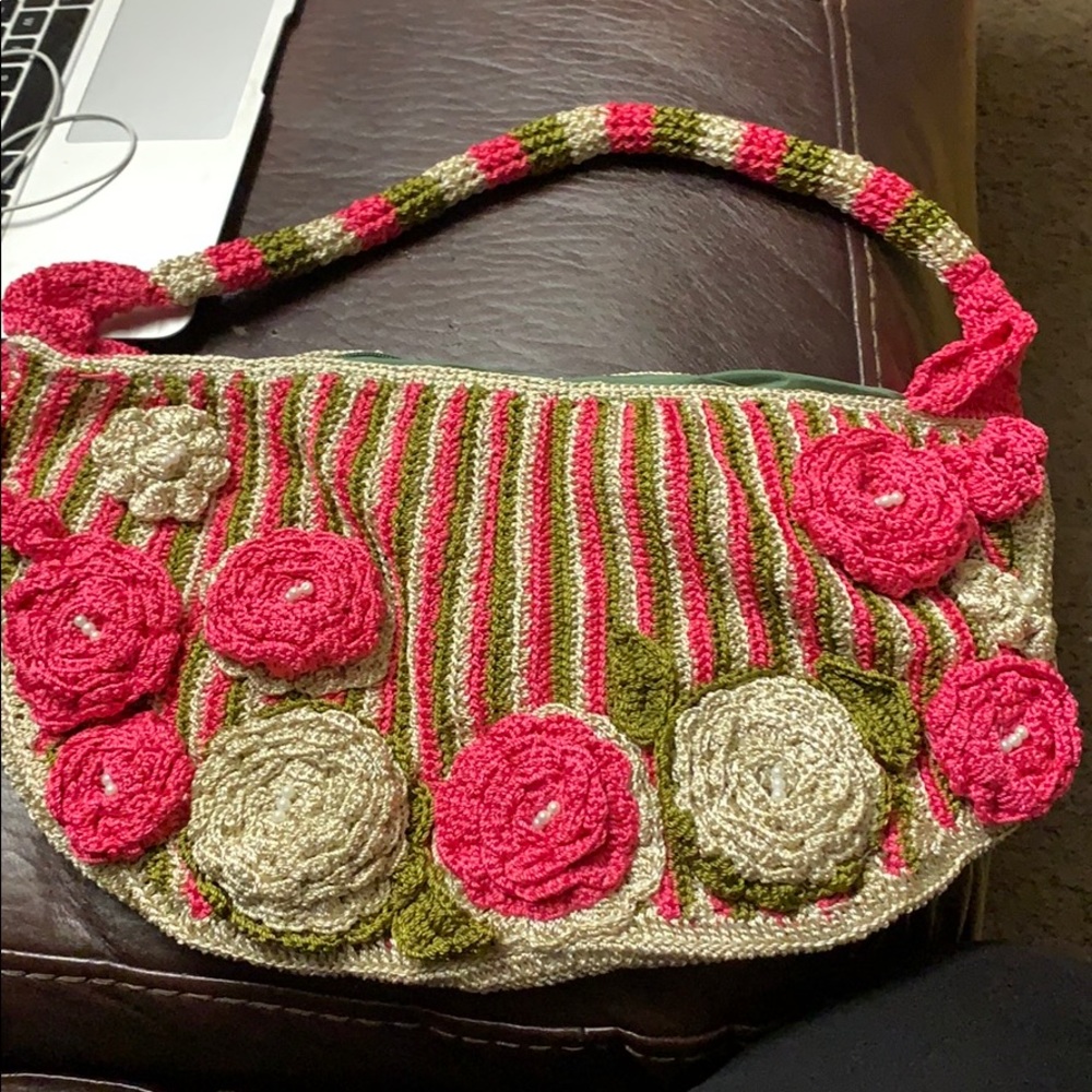Handmade Pink And Green Bag